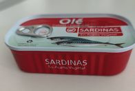 A esterilidade comercial 125g enlatou peixes da sardinha no óleo de feijão de soja